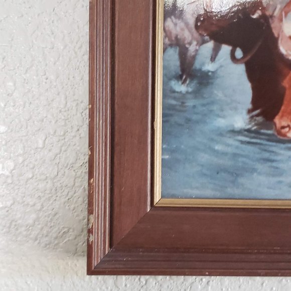 The Emigrants Frederic Remington Porcelain Tile Framed COA - Picture 5 of 8